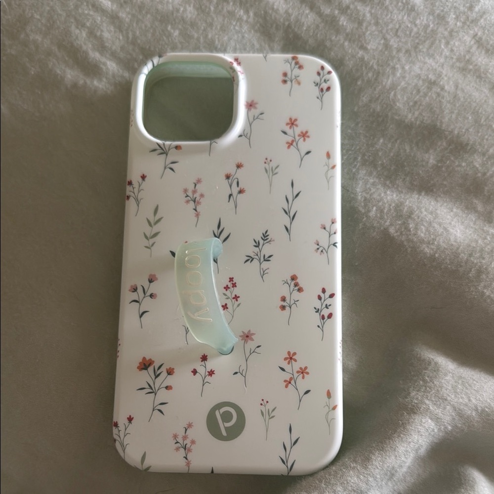 Patterned Phone Case with Stand - White Floral Design